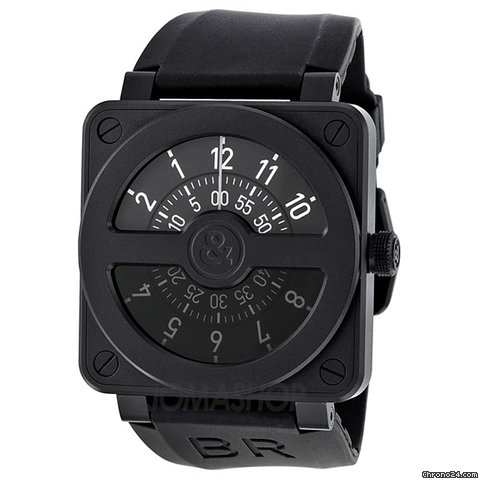 Bell & Ross Compass Black Dial and Black Rubber Strap Mens Watch BR01-92-COMCARBN