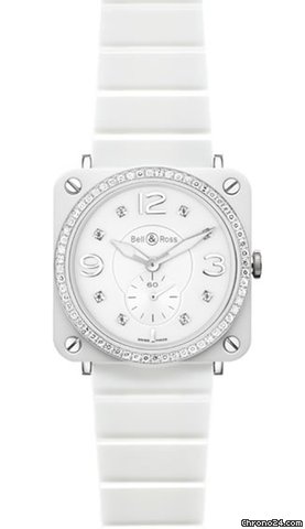 Bell & Ross Aviation White Ceramic Diamond Unisex Watch BRS-WHT-CERT-PHT
