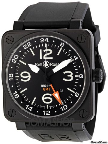 Bell & Ross Aviation GMT Black Dial Automatic 46MM Mens Watch BR-01-93-GMT