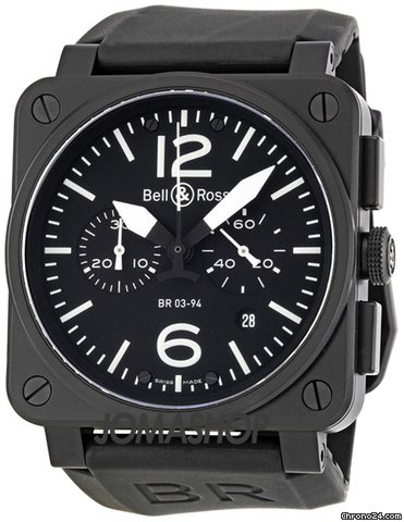 Bell & Ross Aviation Black Dial Chronograph Mens Watch BR0394-BL-CA