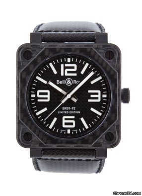 Bell & Ross Aviation Carbon Fiber Black Dial 46 MM Automatic Mens Watch BR-01-92-CARBON-FIBER