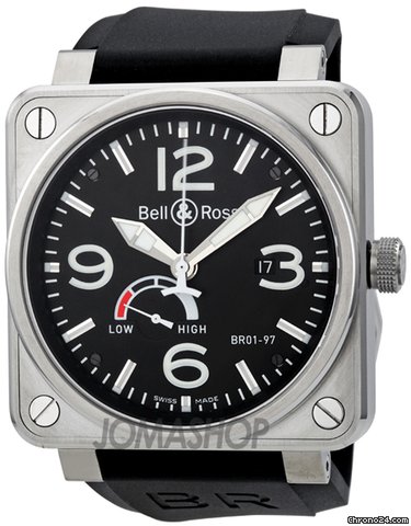 Bell & Ross Aviation Reserve De Marche Black Dial Mens Watch BR01-97-STEEL
