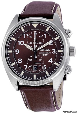 Seiko Chronograph Brown Dial Mens Watch SNN241