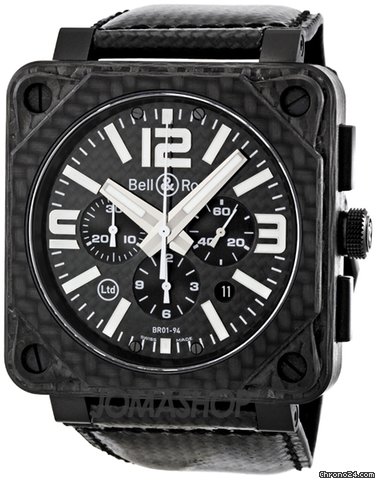 Bell & Ross Aviation Black Carbon Fiber Chronograph Automatic Mens Watch BR0194-CA-FIBER