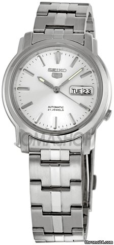 Seiko 5 Silver Dial Stainless Steel Automatic Mens Watch SNKK65