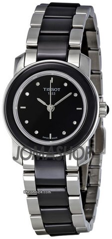 Tissot T-Trend Black Ceramic Diamond Ladies Watch T0642102205600