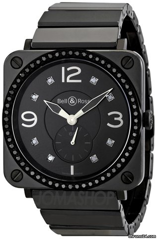 Bell & Ross Aviation Black Dial Diamond Unisex Watch BRS-BLKD-CER-PHT