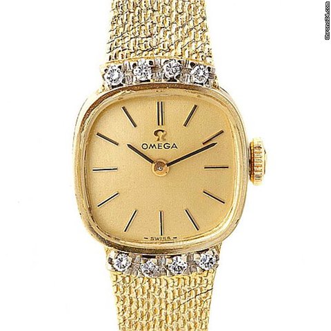 Omega Vintage Ladies 14k Yellow Gold Diamond Watch