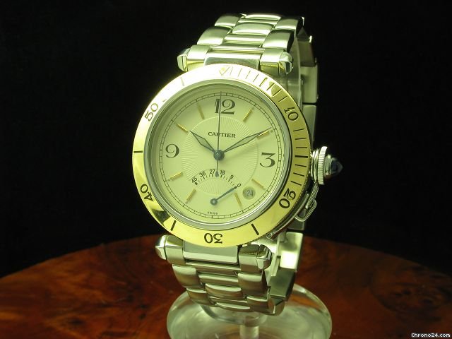 Cartier Pasha Power Reserve 18kt Gold / Edelstahl Automatic Herrenuhr