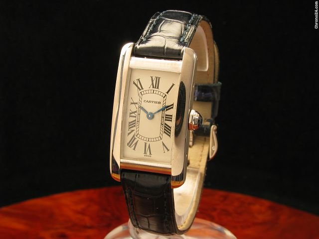 Cartier Tank Americaine Large 18kt Wei gold / Gold Damenuhr