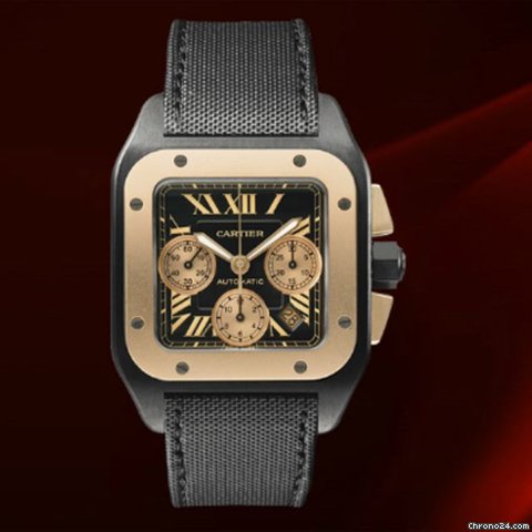 Cartier Santos 100 Black Titanio E Oro Rosa Chronograph