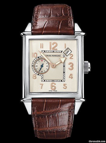 Girard Perregaux Vintage 1945 Stainless Steel Brown Leather Men's Watch
