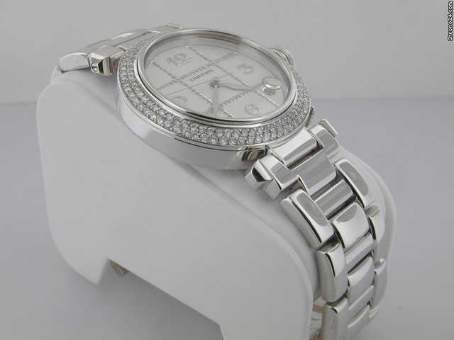 replica Cartier 18k White Gold  Diamond Dial Ladies Pasha WATCHES 1 