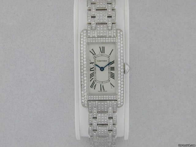 Cartier Tank Americaine 18kt White Gold Diamond Ladies Watch
