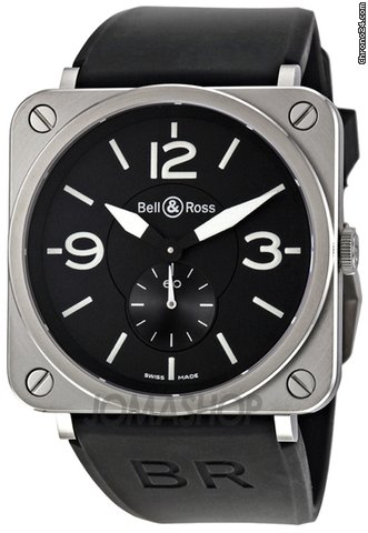 Bell & Ross Black Dial Black Rubber Unisex Watch BRSBLSTSRB