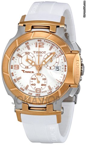 Tissot T-Race Chronograph White Rubber Strap Ladies Watch T0482172701700