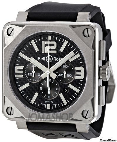 Bell & Ross Chronograph Automatic Black Carbon Fiber Black Rubber Mens Watch BR0194TIPROFIB