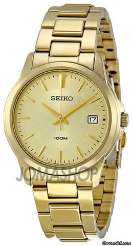 Seiko Champagne Dial Gold Tone Steel Mens Watch SGEF58