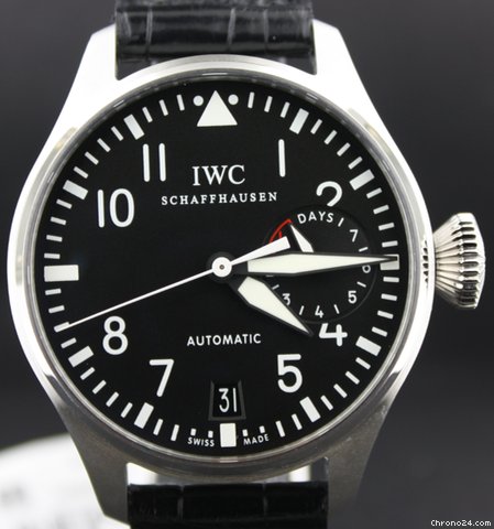 IWC Big Pilot in steel black dial black horn strap