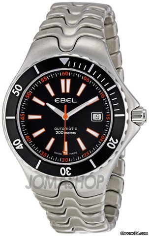 Ebel Sportwave Diver Black Dial Ceramic Bezel Mens Watch 1215461