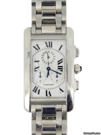 Cartier 18k white gold Tank American Chronograph