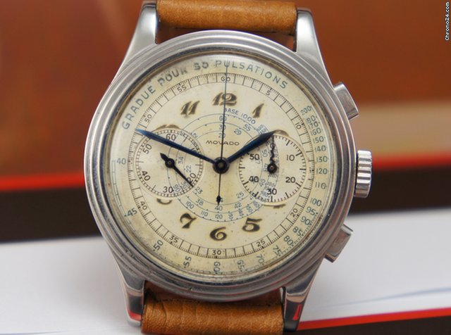 Movado 90M chrono Breguet dial stepped case rare vintage