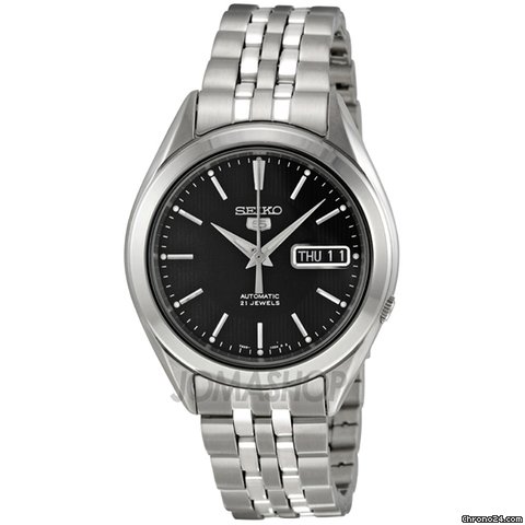 Seiko 5 Black Dial Stainless Steel Mens Watch SNKL23