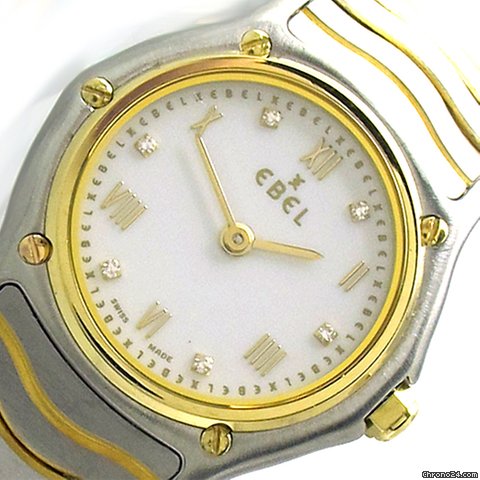 Ebel "Classic Wave", small, Stahl/Gold, Brillantbesatz