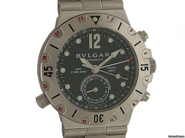 Bulgari Scuba Chronograph Flyback GMT Automatic Chronometer 3 Zeitzonen 38mm