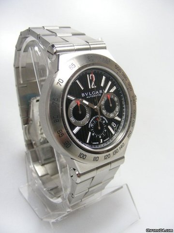 replica Bulgari Diagono Professional chronographe complet acier cadran noir WATCHES 1 