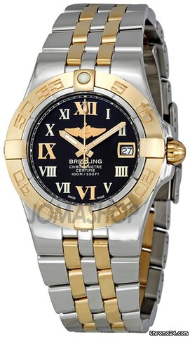 Breitling Galactic 30 Black Dial Automatic Chrono Two-Tone Mens Watch C71340L2-B952