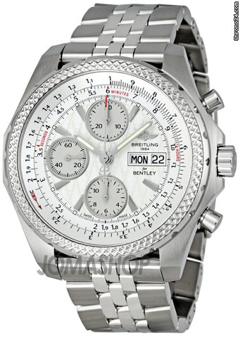 Breitling Bentley GT Silver Dial Steel Chronograph Mens Watch A1336313-G680SS