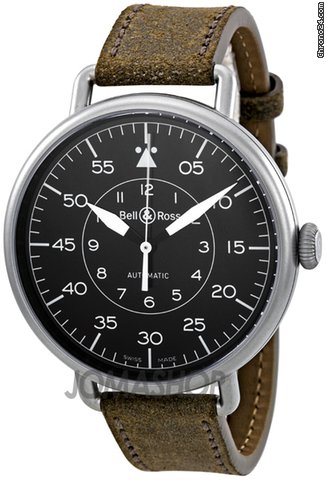 Bell & Ross Military Black Dial Distressed Leather Strap Automatic Mens Watch BRWW192-MIL