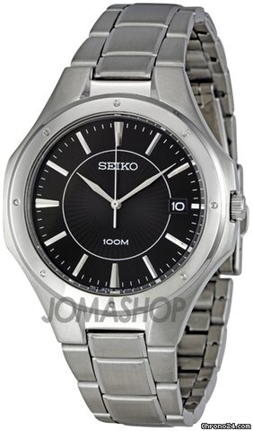 Seiko Black Dial Stainless Steel Mens Watch SGEF61