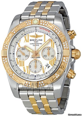 Breitling Chronomat Black Dial Automatic Chronograph Two Tone Mens Watch CB0110AA/G677