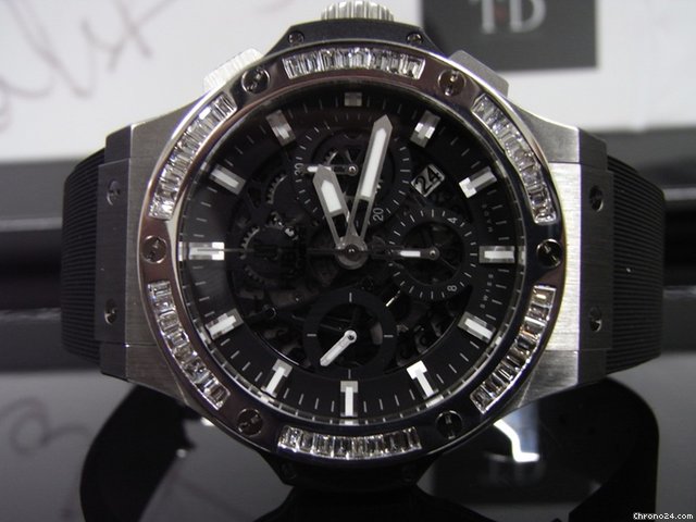 Hublot Big Bang Aero 44mm Steel Skeleton Watch 2012 Diamond Bezel