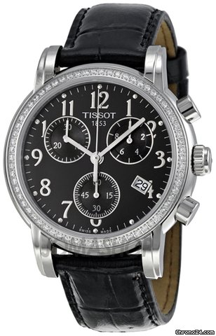 Tissot Dressport Chronograph Black Leather Ladies Watch T0502171605201