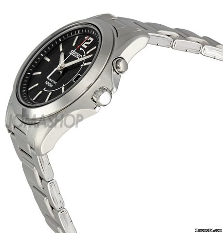 Seiko Stainless Steel Black Dial Kinetic Mens Watch SKA477 WATCHES 2