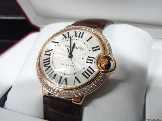 Cartier Ballon Bleu de Cartier Medium New Watch Custom Diamond Bezel