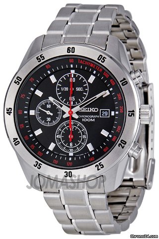 Seiko Chronograph Stainless Steel black Dial Mens Watch SNDC49