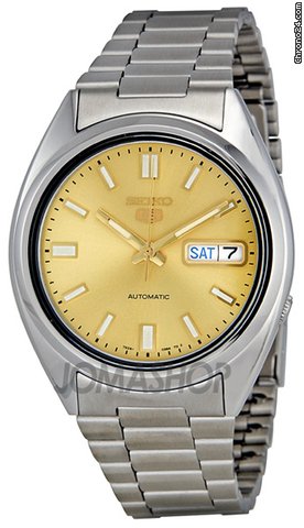Seiko 5 Champagne Dial Automatic Stainless Steel Mens Watch SNXS81