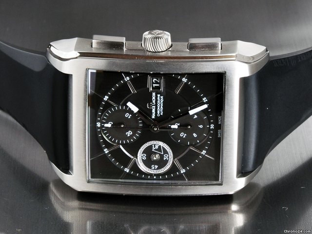 Maurice Lacroix Pontos Rectangulaire Titan mit Kautschukarmand, neu, on hold