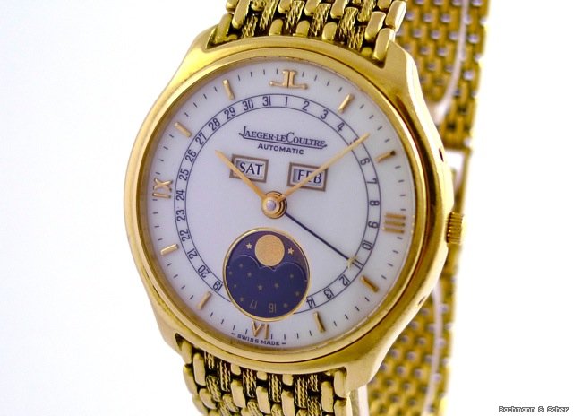 Jaeger-LeCoultre Gentleman's Watch with Calendar, Moon-Phase, 18k Yellow Gold