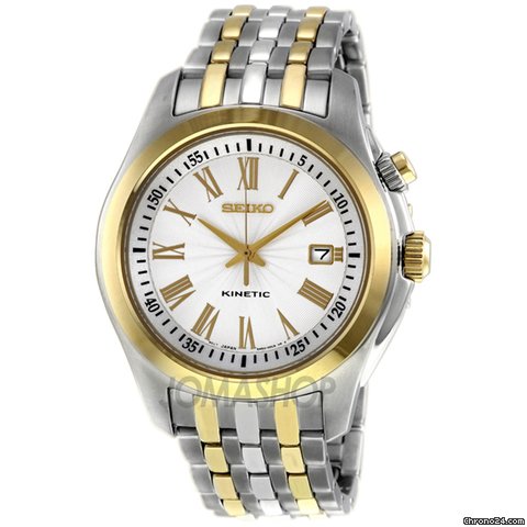 Seiko Kinetic Two-tone White Dial Mens Watch SKA470P1