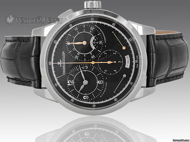 Jaeger-LeCoultre JLC Duometre Chronograph Jump Seconds 1/6 Seconds - Ref Q6013470 - 42mm 18k White Gold Case - Special Edition 200 Pieces Ultra Rare 18k White Gold & Black Dial - Boxes/Papers 100% Complete & Unworn
