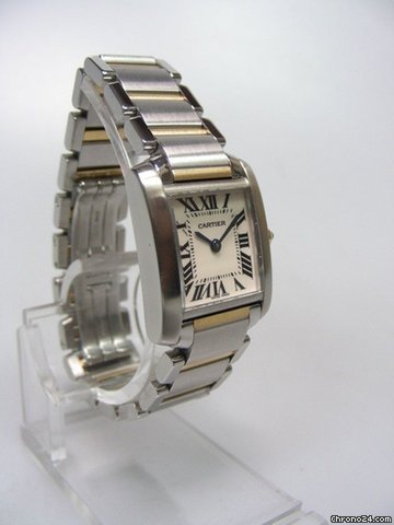 replica Cartier Tank Fran?aise lady or/acier cadran silver WATCHES 1