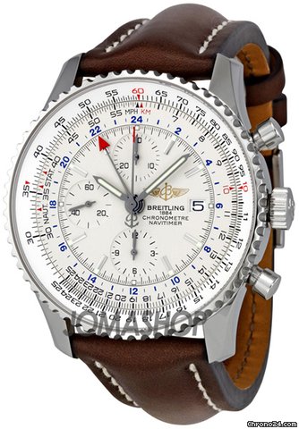 Breitling Navitimer World Steel Brown Strap Watch A2432212-G571BRLT
