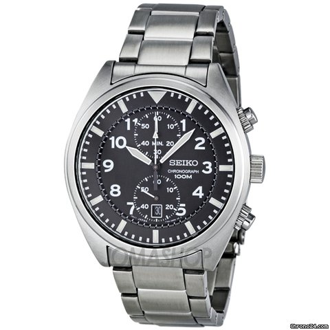 Seiko Chronograph Black Dial Quartz Mens Watch SNN231