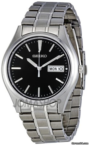 Seiko Black Dial Stainless Steel Quartz Mens Watch SGGA65