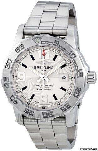 Breitling Colt 44 Silver Dial SuperQuartz Stainless Steel Mens Watch A7438710-G743SS